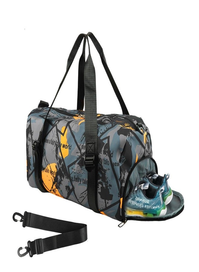GUSTAVE® Duffle Bags for Men Travel Luggage Bag with Removable Shoulder Strap, Waterproof Dry Pouch & Shoe Compartment, Fashion Stained Print Oxford Cloth Gym Bag Duffle Bag, 50x22x24cm - Image 1