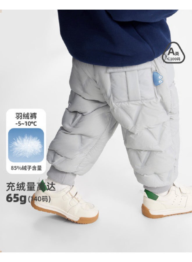Kids Down Pants Boys Winter Wear Children's Outdoor Thick Warm Pants Girls Down Jacket Outerwear - Image 1
