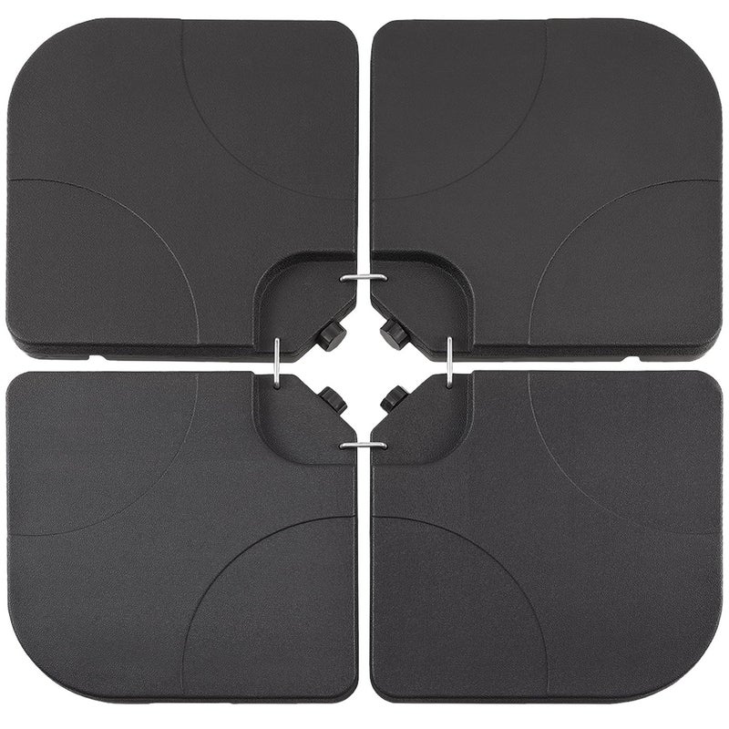 VECELO 4Piece HeavyDuty Cantilever Offset Patio Umbrella BaseStand Outdoor Square Plate Set with Lock Pins EasyFill Spouts for WaterSand for Garden Backyard and Poolside Black