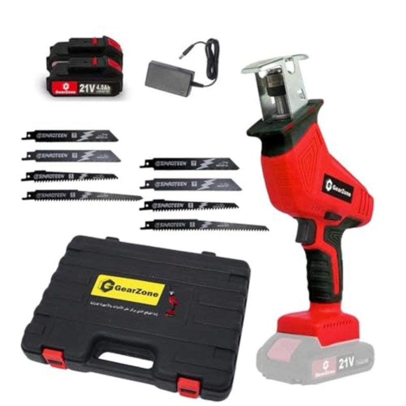21V Wireless Reciprocating Saw, with 8 Saw Blades and 2 Batteries, 0-3000 Variable Speed SPM, for Cutting Wood/Metal/Bone/Plastic Pipe - Image 1