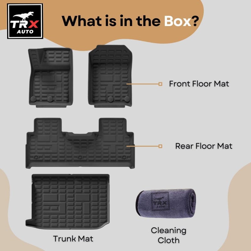 TRX AUTO 3D Car Floor Mats For Jetour T2 2024 2023 2025 Set Of 4 With Trunk Mat | All Weather Protection | Black TPE Car Floor Mats | Accessories For Jetour T2 2024 | - Image 3