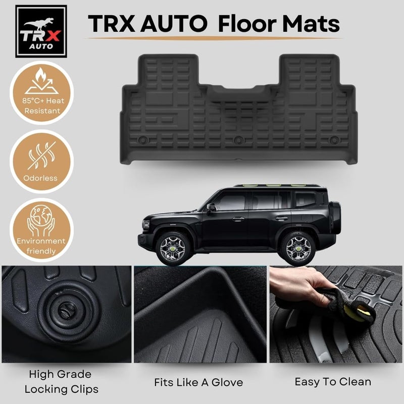 TRX AUTO 3D Car Floor Mats For Jetour T2 2024 2023 2025 Set Of 4 With Trunk Mat | All Weather Protection | Black TPE Car Floor Mats | Accessories For Jetour T2 2024 | - Image 2