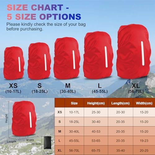 LAMA 2pcs Waterproof Rain Cover for Backpack, Reflective Rainproof Protector for Anti-dust and Anti-Theft M 30L-40L Darkblue Red - Image 3