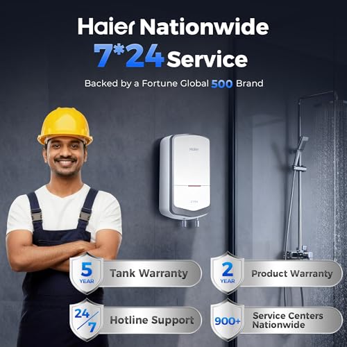 Haier ZYRA 5.5 Litre Instant Water Heater, 3000W Instant Geyser for Bathroom & Kitchen, 5-Year Tank Warranty, Rust Proof Body, Fast Heating, Advance SS Tank, Copper Heating Element, Wall Mount White - Image 4
