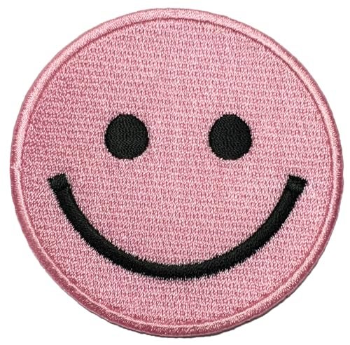 Papapatch Happy Smile Fun Hippie Retro Embroidered Sew Iron on Patch - Pink (Iron-Smile-PK) - Image 3