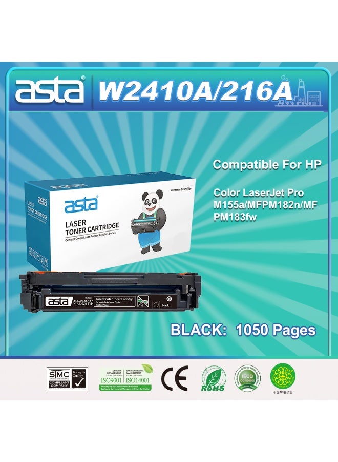 استا خرطوشة حبر أسود ASTA W2410A 216A مع شريحة متوافقة مع طابعة HP Color LaserJet Pro M155A MFP M182N M183Fw، مادة استهلاكية مكتبية ممتازة، لا يوجد انحشار ورق، تسرب مسحوق، طباعة سلسة - Image 1