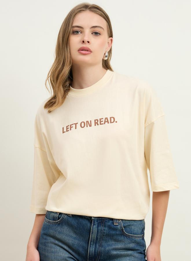 Styli Styli Left On Read Slogan Print Dropped Shoulder Oversized T-Shirt - Image 2