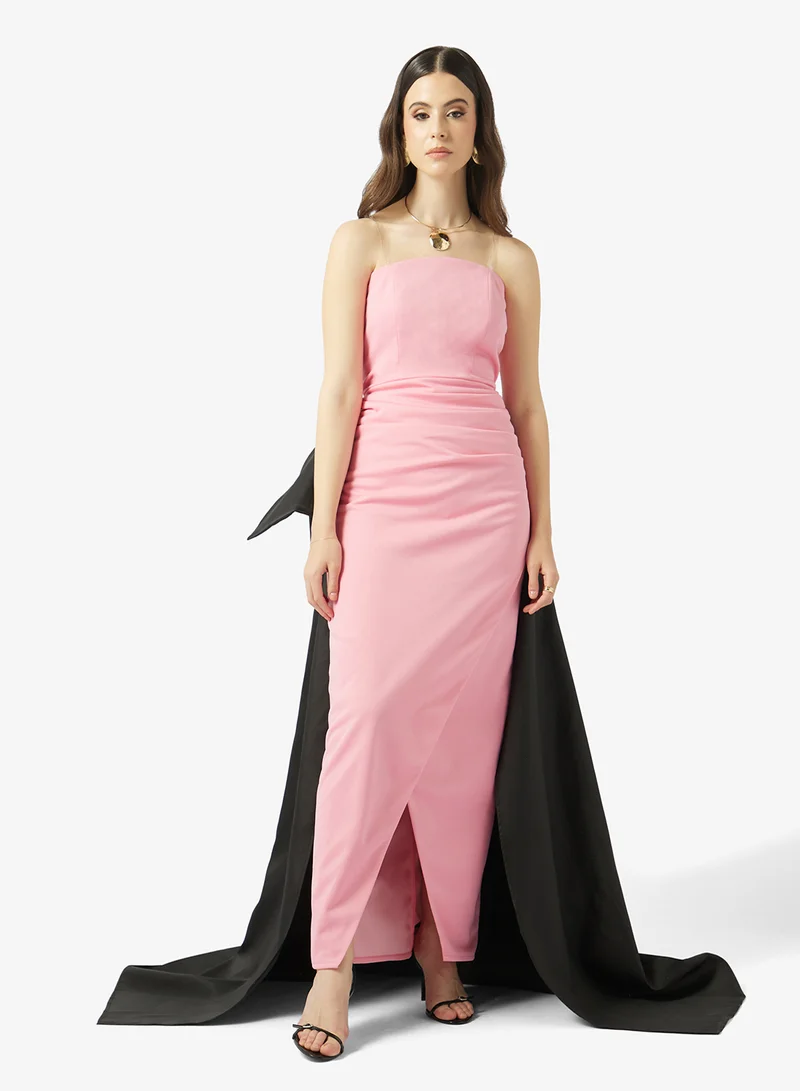 نمشي x Bandeau Shift Dress With Statement Bow Trail