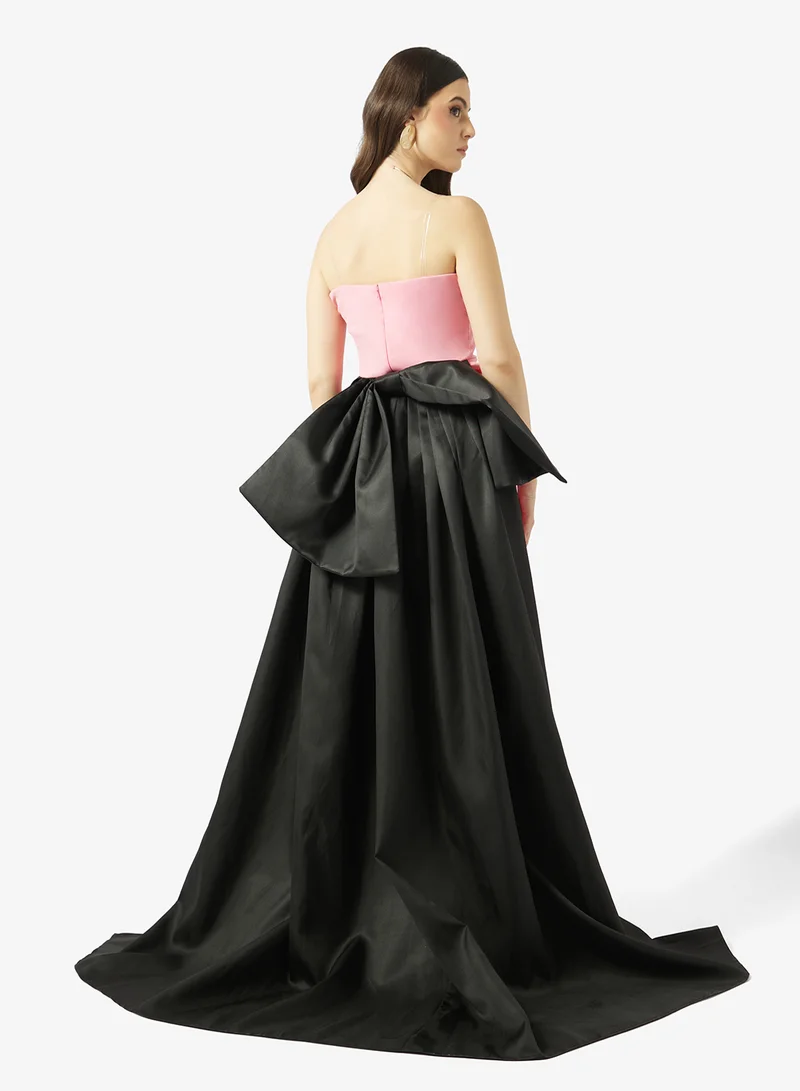نمشي x Bandeau Shift Dress With Statement Bow Trail