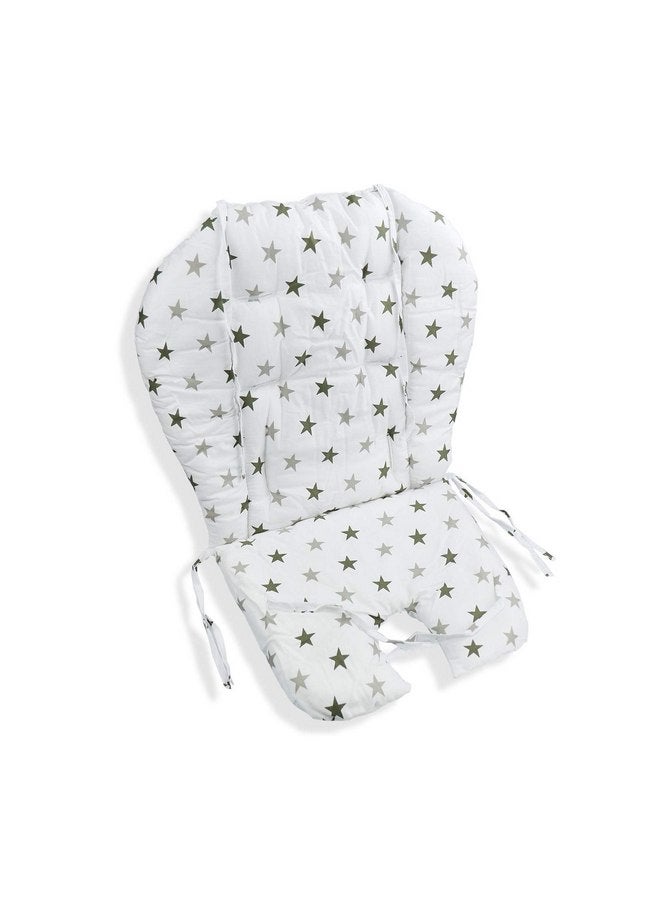 Kocpudu High Chair Pad,highchair/seat Cushion/Breathable Pad,Soft and Comfortable,Light and Breathable, Cute Patterns,Suitable for Most High Chairs,Baby Dining Chairs(Army Green Star Pattern) - Image 1