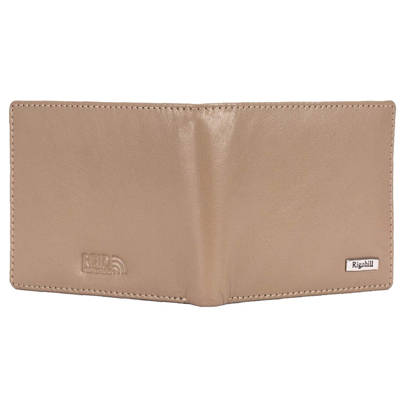 Rigohill Martin Beige Men's Leather Wallet | RFID Blocking, Slim, Bi-Fold Zip-Around Wallet - Image 4