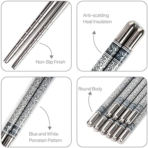 AKRIZA Stainless Steel Round Chopstick Reusable and Lightweight (5 Pair) - Image 5