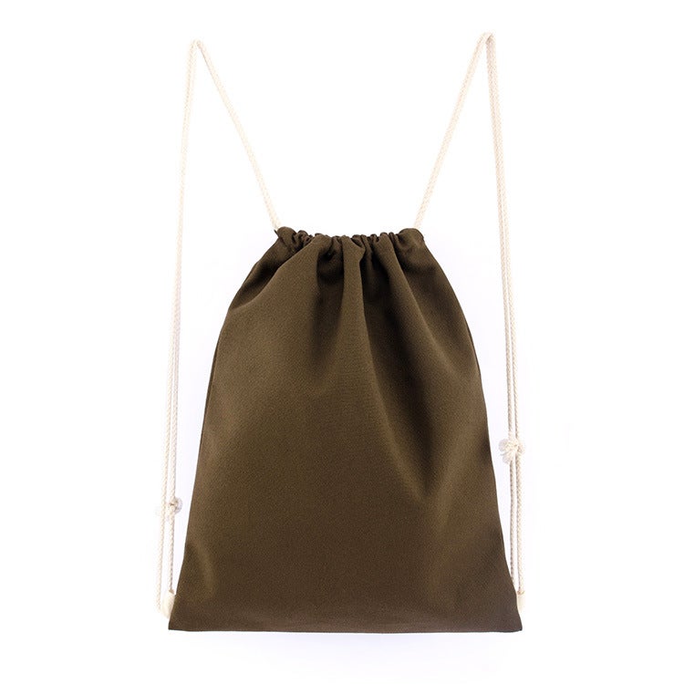 Wholesale Colorful Eco-friendly Canvas Drawstring Backpack Dark curry; 34*39; cotton