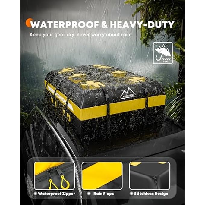 rayihni 21 Cubic Feet Rooftop Cargo Carrier Bag, Waterproof Zip Soft Roof Top Cargo Bag with Anti-Slip Mat, Luggage Lock, 2 Reflective Strips, 6 Door Hooks, Storage Bag, for All Cars with/Without Rack - Image 3