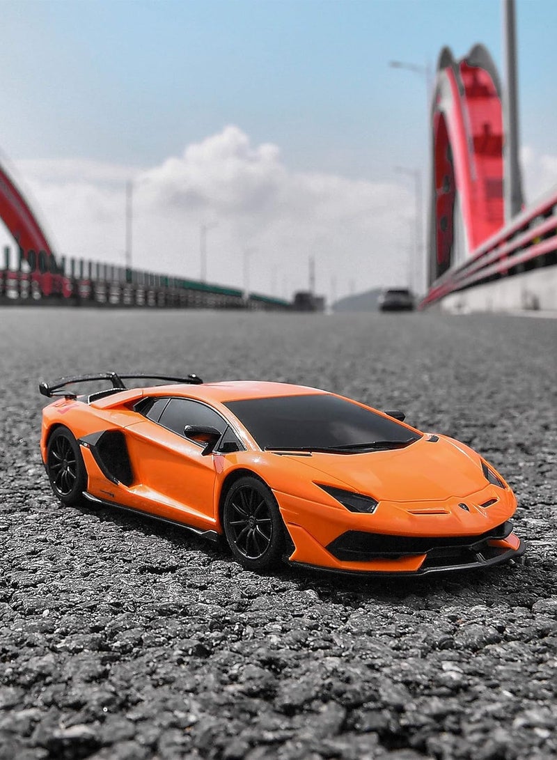 Y&D Remote Control Car Licensed RC Car, 1:24 Lambo Toy Car for Kids Lambo Aventador SVJ Remote Control Model Car Electric Sport Racing Hobby Car for 3 to 5 Year Old Boy Birthday Gift (Orange)  - Image 5