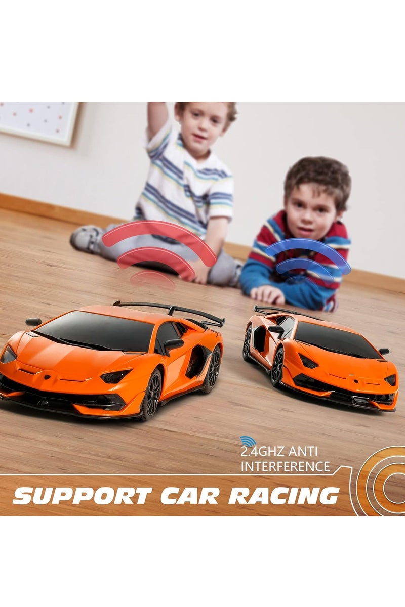 Y&D Remote Control Car Licensed RC Car, 1:24 Lambo Toy Car for Kids Lambo Aventador SVJ Remote Control Model Car Electric Sport Racing Hobby Car for 3 to 5 Year Old Boy Birthday Gift (Orange)  - Image 3