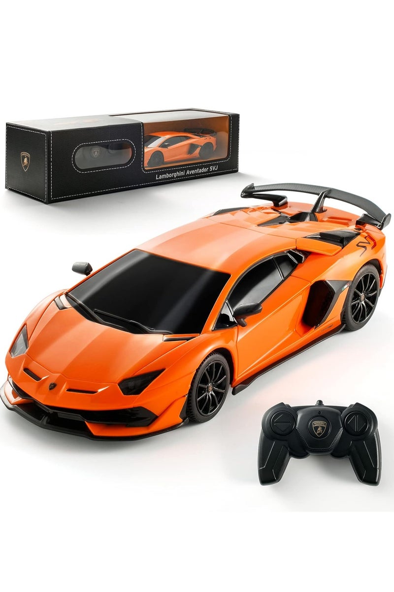 Y&D Remote Control Car Licensed RC Car, 1:24 Lambo Toy Car for Kids Lambo Aventador SVJ Remote Control Model Car Electric Sport Racing Hobby Car for 3 to 5 Year Old Boy Birthday Gift (Orange)  - Image 1