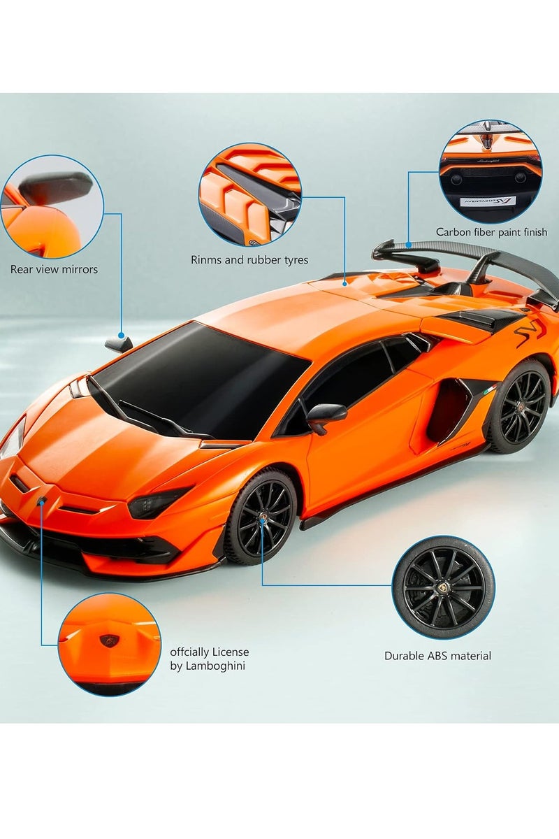 Y&D Remote Control Car Licensed RC Car, 1:24 Lambo Toy Car for Kids Lambo Aventador SVJ Remote Control Model Car Electric Sport Racing Hobby Car for 3 to 5 Year Old Boy Birthday Gift (Orange)  - Image 2