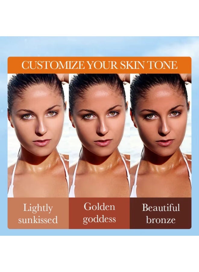 SADOER 100 مل زيت تسمير ذاتي لون برونزي طبيعي للوجه والجسم مرطب طبيعي لتسمير يعمق لون البشرة والجمال زيت تسمير سريع الجفاف تركيبة خفيفة الوزن زيت تسمير ذاتي برونزي عميق - Image 4