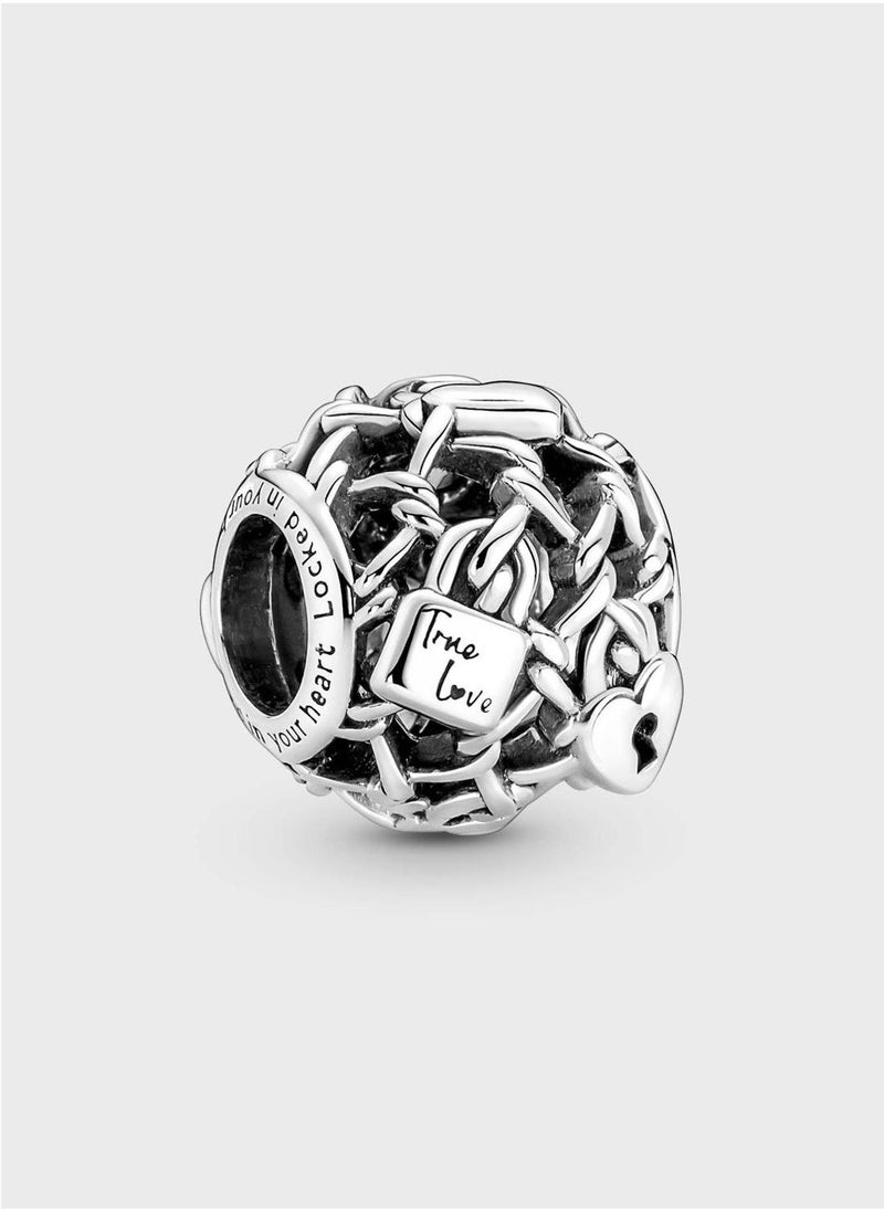 PANDORA Openwork Chain Link Padlock Charm - Image 1