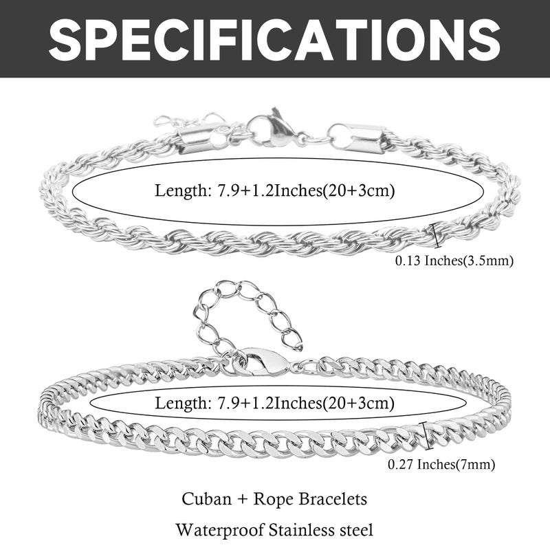 PEALICIOUS Mens Bracelet Silver Bracelets for Men Boys Easter Basket Stuffers as Boys Bracelets, Silver Cuban Link Bracelet for Men as Waterproof Easter Gifts for Teen Mens Jewelry Accessories - Image 4