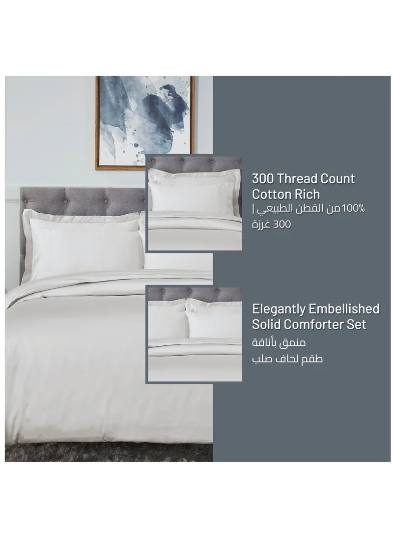 Donetella Comforter Set 7-Pieces Double Size Hotel Style All Season Cotton Rich Bedding Set With Removable Cover And Down Alternative Filling, Beige