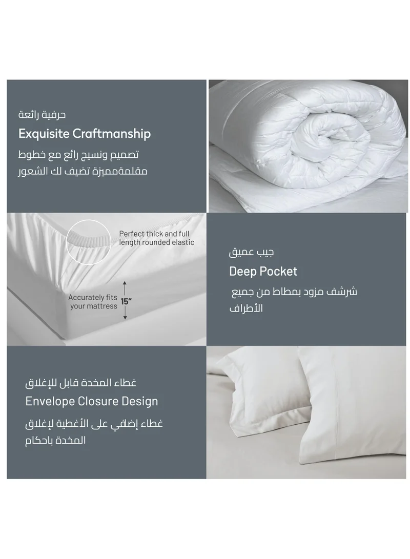 Donetella Comforter Set 7-Pieces Double Size Hotel Style All Season Cotton Rich Bedding Set With Removable Cover And Down Alternative Filling, Beige