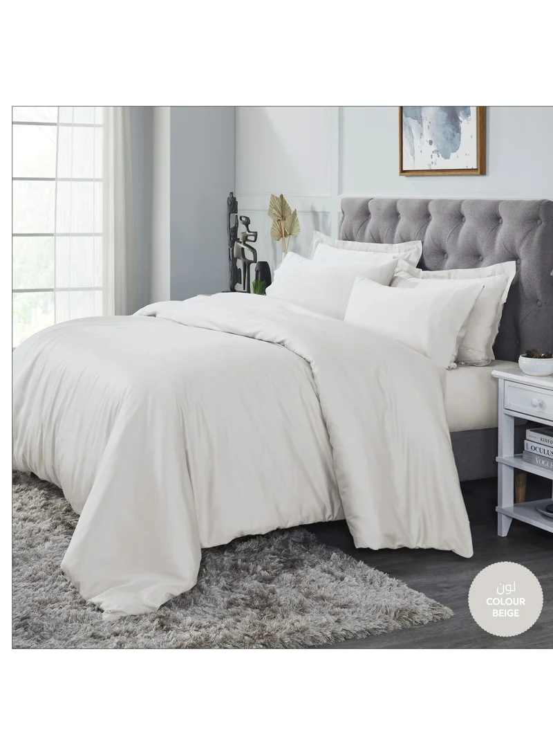 Donetella Comforter Set 7-Pieces Double Size Hotel Style All Season Cotton Rich Bedding Set With Removable Cover And Down Alternative Filling, Beige
