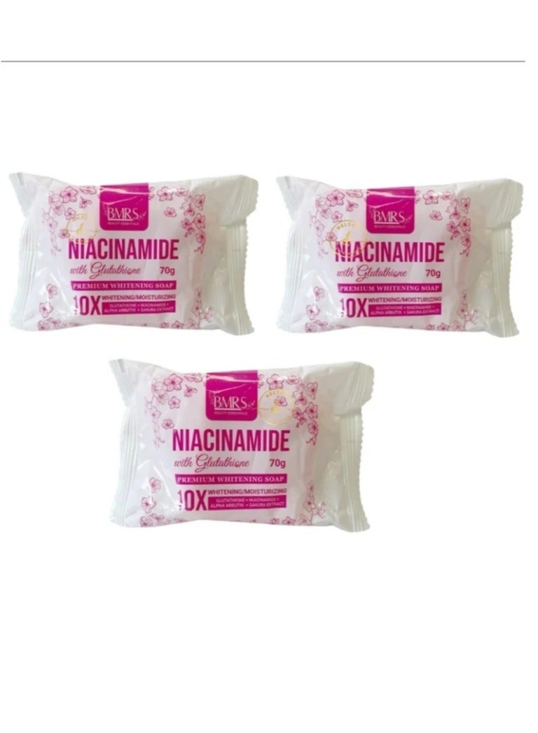 بمارس صابون التبييض الفاخر نياسيناميد مع الجلوتاثيون 3 قطع