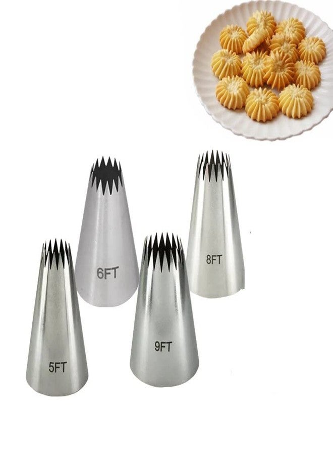 APSAMBR 5FT/6FT/ 8FT/9FT 4 PCS Stainless Steel Cream Cupcake Pastry Nozzles Cake Decorating Icing Piping Tips Baking Tools - Image 1