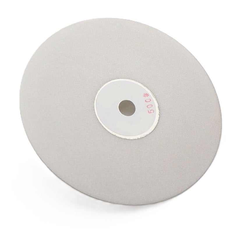 DRILAX 6 inch Grit 500 Professional Quality High Density Diamond Coated Flat Lap Lapping Lapidary Wheel Disc Glass Jewelry Polishing Tool Grinding Sharpening Metal Back 1/2 Arbor (Grit500) - Image 1