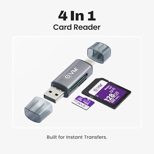 EVM 4-in-1 OTG Card Reader USB 3.0 Type-C | SD SDHC SDXC Micro SD TF | Plug & Play Adapter for Android iOS Laptop Tablet | 1 Year Warranty (EVMACR+) - Image 2