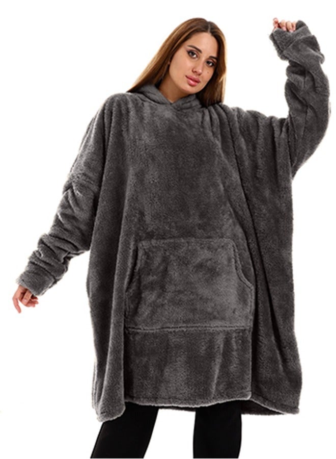 Snooze Over sized Wearable Blanket with Hoodie Grey - Image 2