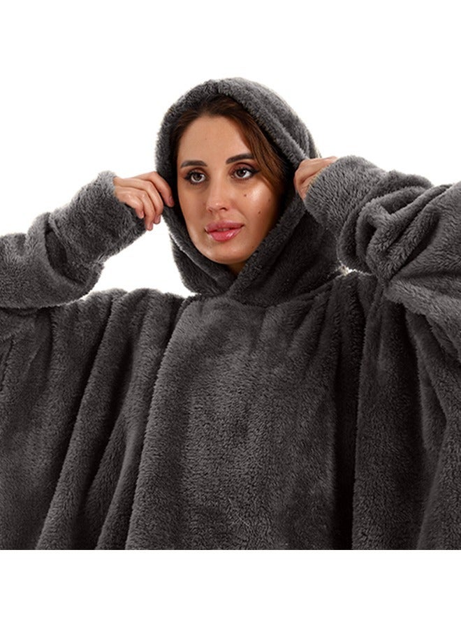 Snooze Over sized Wearable Blanket with Hoodie Grey - Image 4