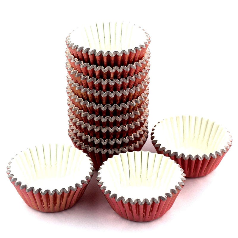 Eoonfirst Mini Foil Cupcake Liners Thanksgiving Muffin Paper Baking Cups 300 Pcs (Rose Gold) - Image 2