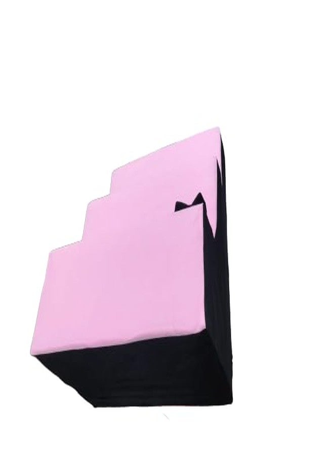 Dog/Cat Stairs/Polythene Foam Ladder 3 Steps Ramp/Ladder Pink and Black Color Dog Stairs to get on High Bed for Cat and Pet Steps at Home or Portable (Pink & Black) with Bow - Image 5