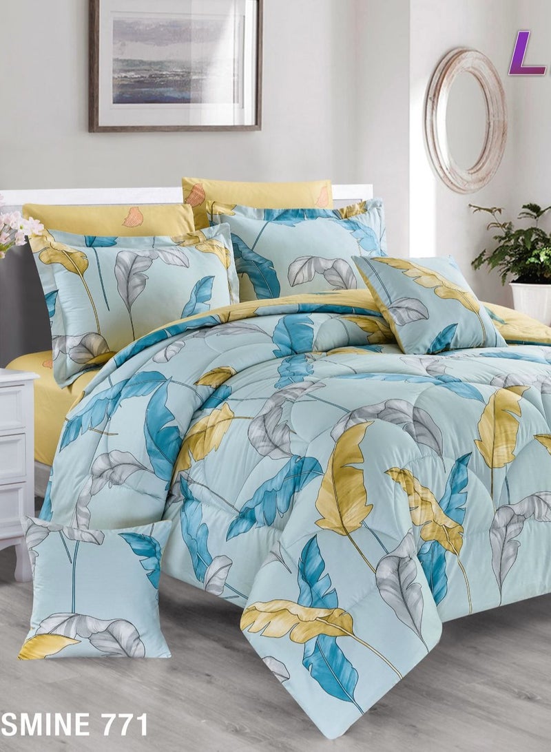 Leon Double Bedspread Set 8 Pieces 100% Cotton Floral 771