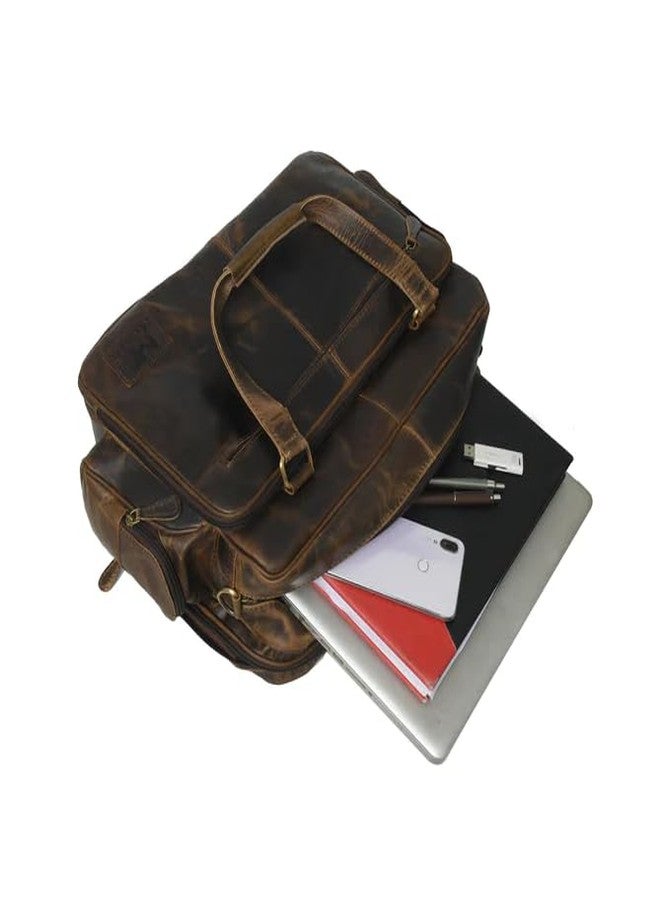 MaheTri Floyd Genuine Real Leather Briefcase Bag - Fits Upto 15.6" | Laptop Compartment With 6+ Pockets | Adjustable Strap | Best For Travel, Office & Business Use | Leather Laptop Bag For Men - Image 2