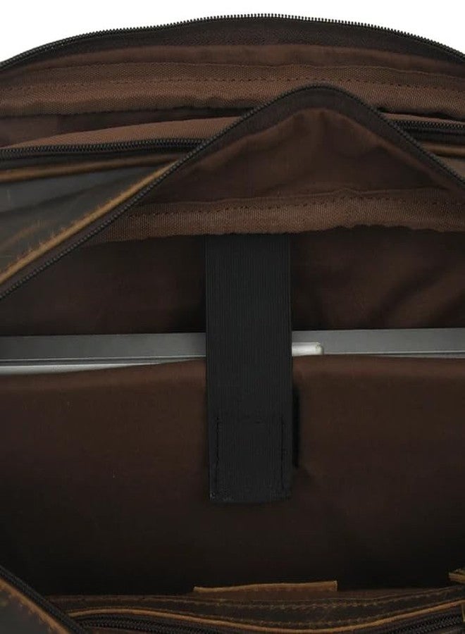 MaheTri Floyd Genuine Real Leather Briefcase Bag - Fits Upto 15.6" | Laptop Compartment With 6+ Pockets | Adjustable Strap | Best For Travel, Office & Business Use | Leather Laptop Bag For Men - Image 5