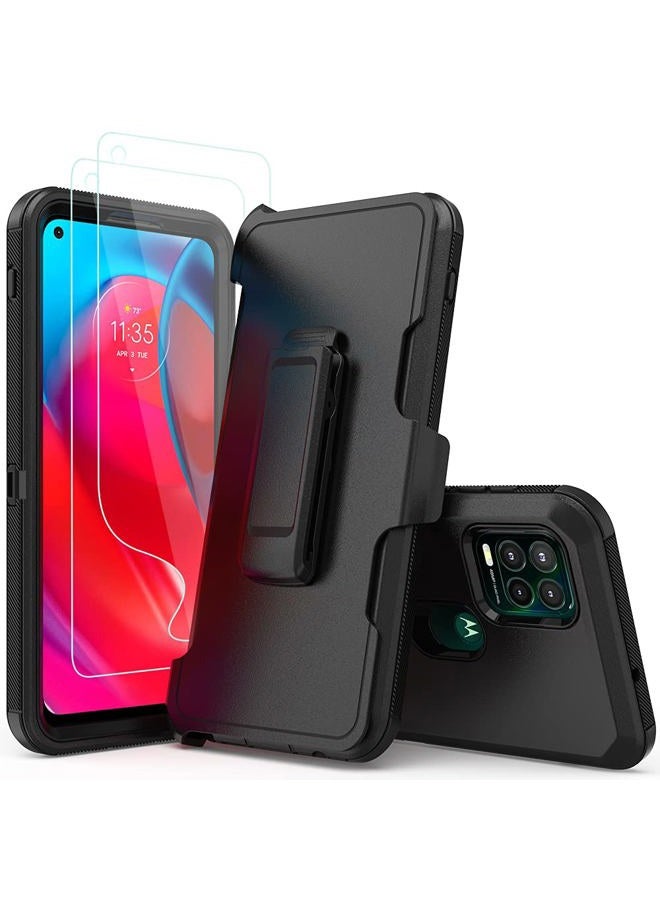 NIUBITY Compatible with Moto G Stylus 5G Case,with Screen Protectors,Heavy Duty Rugged Shockproof Full Body Protection Kickstand Case with Belt Clip Holster for Moto G Stylus 5G 2021 (Black) - Image 2