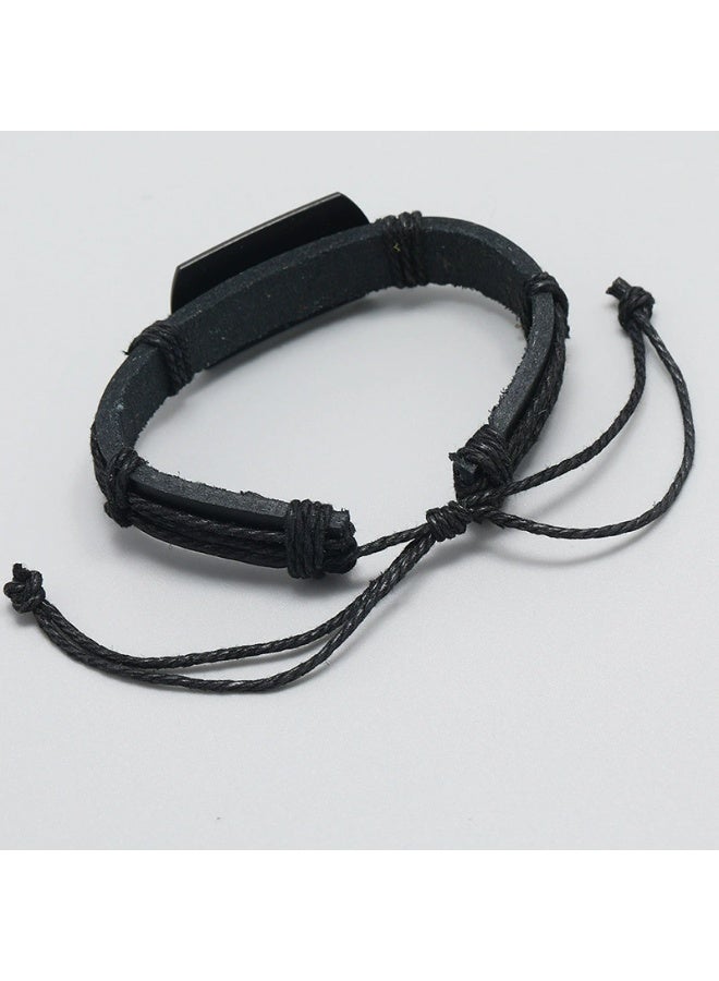 Goolsky Men’s Black Wolf Head Leather Bracelet – Multi-Layer Braided Wristband, Adjustable Leather Cuff Gift for Boyfriend - Image 5