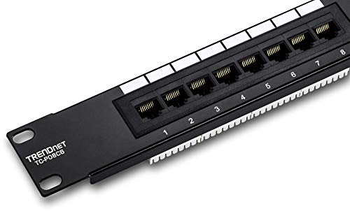 TRENDnet 8-Port Cat6 Unshielded Patch Panel, TC-P08C6, Rackmount, 10 Inch Wide, 8 x Gigabit RJ-45 Ethernet Ports, Pre-Numbered Ports, 250 Mhz Connection, Color Coded Labeling, - Image 3