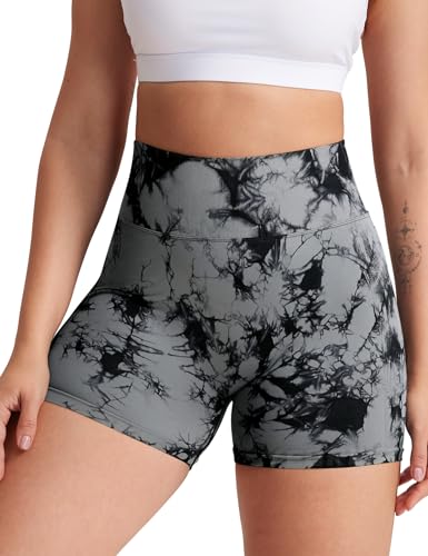 YEOREO Women High Waist Workout Yoga Gym Smile Contour Seamless Cycling Shorts Black M - Image 5