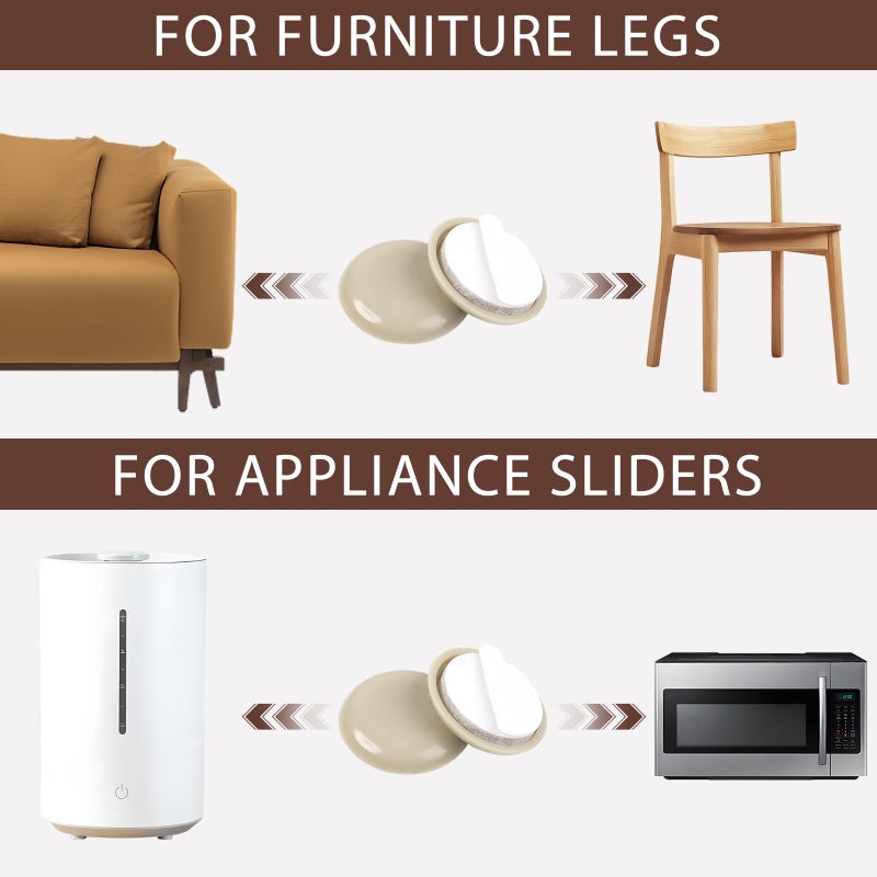 new space 24 Pcs Self-Stick Appliance Sliders For Kitchen Appliances, 1 Inch Furniture Sliders, Easy To Gliding & Space Saving, Chair Sliders For Carpet - Move Furniture Smoothly, Keep Floors Flawless! - Image 3