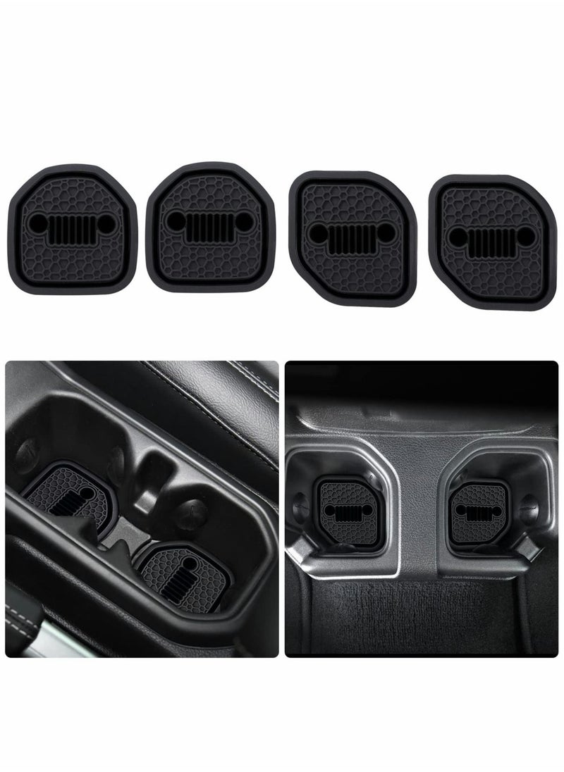 Excefore - Auto Cup Holder Coaster Fit for Jeep Wrangler JL JLU 2018-2022, an Interior Accessory for Gladiator JT 2020-2022 Sport and Rubicon, Car Liner Mat Pad, 4PCS, Black - Image 1