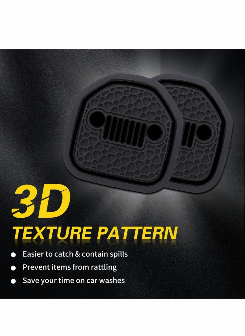 Excefore - Auto Cup Holder Coaster Fit for Jeep Wrangler JL JLU 2018-2022, an Interior Accessory for Gladiator JT 2020-2022 Sport and Rubicon, Car Liner Mat Pad, 4PCS, Black - Image 1