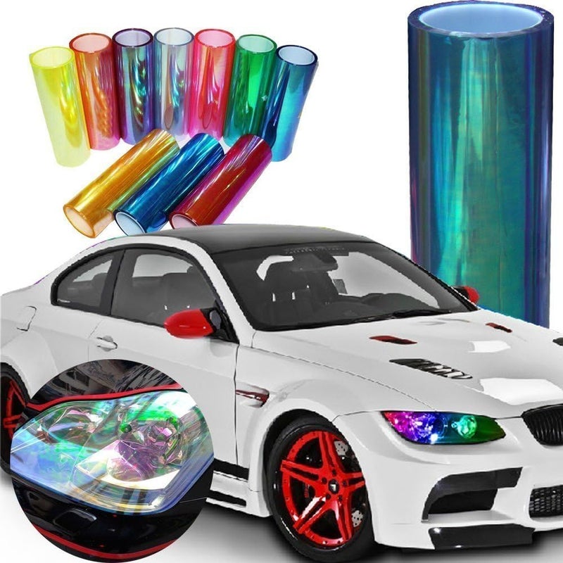 F & B LED LIGHTS LED LIGHT 12 by 48 inches Self Adhesive Shiny Chameleon Headlights Tail Lights Fog Lights Films, Film Sheet Sticker, Tint Vinyl Film - Image 1