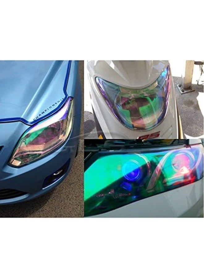 F & B LED LIGHTS LED LIGHT 12 by 48 inches Self Adhesive Shiny Chameleon Headlights Tail Lights Fog Lights Films, Film Sheet Sticker, Tint Vinyl Film - Image 4