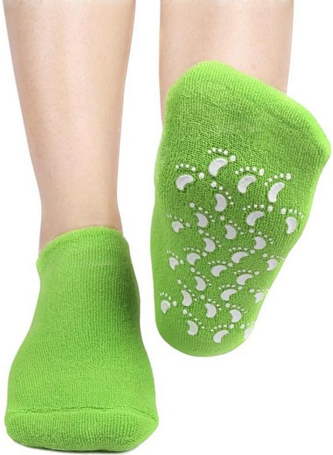Magic Spa Moisturizing Gel Socks For Dry Feet And Ankles - Helps Repair Cracked Skincare Gel Therapy And Softens Feet (1 Pair)- Green - Image 1