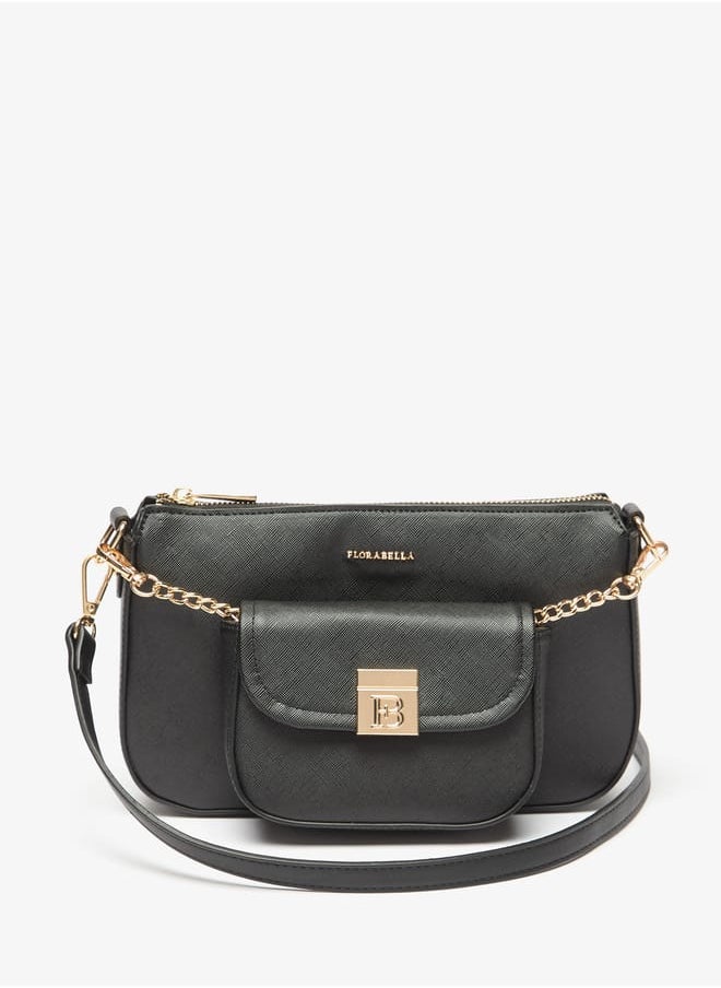 Flora Bella By Shoexpress Women Solid Crossbody Bag with Detachable Strap and Pouch  - Image 1